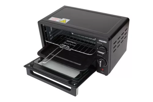 Mesko MS 6013 elektromos sütő, 9 L kapacitás, 1000 W teljesítmény, 3 fűtési mód, időzítő, tálca és grillező állvány, fekete szín