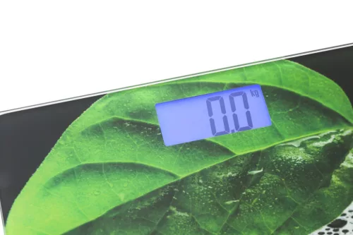 MESKO MS8149 Személymérleg, 100g Mérési Pontossággal, Fekete, Zöld Levéllel