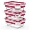 Tefal Masterseal Fresh Glass, 3 db-os téglalap alakú élelmiszertároló, 0,45 liter, N1051110