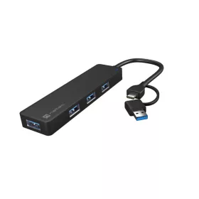   Natec Mayfly USB Type-C-rol 4 USB 3.0 HUB + USB-A adapter, fekete