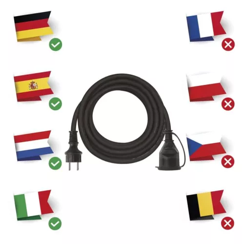Emos P01805 Kültéri hosszabbító 5 m / 1 aljzat / fekete / gumi-neoprén / 250 V / 1,5 mm2