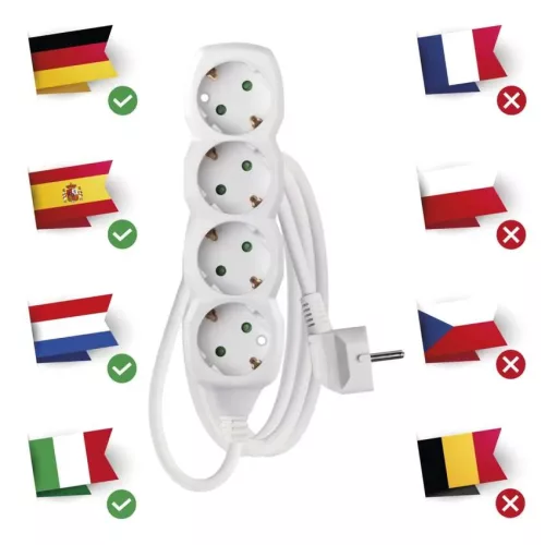 Emos P0423R Hosszabbító 3 m / 4 aljzat / fehér / PVC / 1,5 mm²