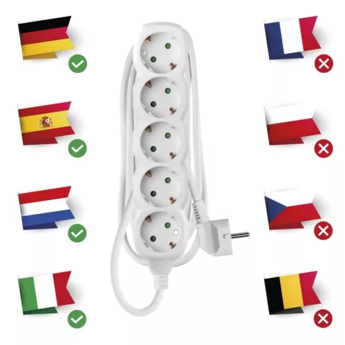 Emos P0521R Hosszabbító 1,5 m / 5 aljzat / fehér / PVC / 1,5 mm² 