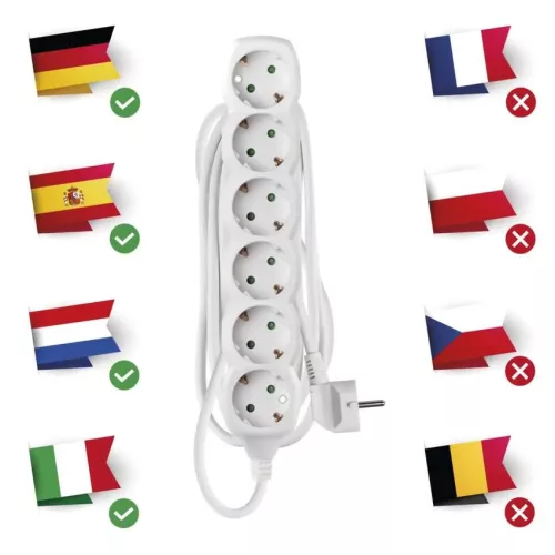 Emos P0623R  Hosszabbító 3 m / 6 aljzat / fehér / PVC / 1,5 mm²
