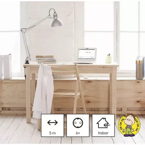 Emos P0625R Hosszabbító 5 m / 6 aljzat / fehér / PVC / 5 mm²