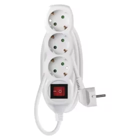   Emos P1321R Hosszabbító 1,5 m / 3 aljzat / kapcsolós / fehér / PVC / 1,5 mm²