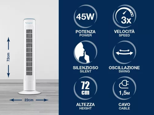 Beper P206VEN301 Torony Ventilátor időzítővel 45 W