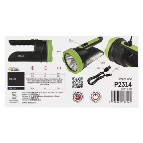 EMOS P2314 Akkumulátoros LED lámpa 210 lm, 1 800 mAh