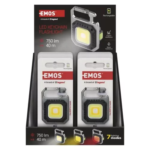 Emos P4714 Újratölthető mini LED-es zseblámpa - kulcstartó, 750 lm, kínáló dobozban