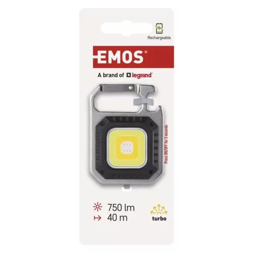 Emos P4714 Újratölthető mini LED-es zseblámpa - kulcstartó, 750 lm, kínáló dobozban