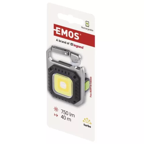 Emos P4714 Újratölthető mini LED-es zseblámpa - kulcstartó, 750 lm, kínáló dobozban