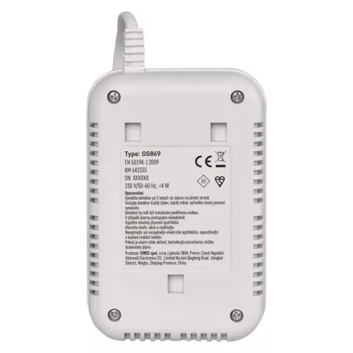 EMOS GS869 gázérzékelő, 230V tápellátás, fehér (P56450)