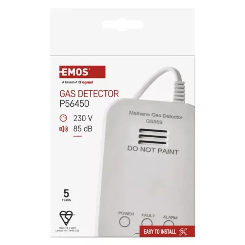 EMOS GS869 gázérzékelő, 230V tápellátás, fehér (P56450)
