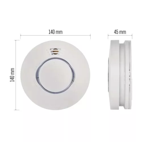 EMOS P56502 füstérzékelő és jelző. 85dB, 230V AC, további érzékelőkhöz csatlakoztatható (TSS890B-HI)