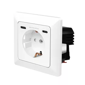   Logilink Fali aljzat, 1x CEE 7/3, 2x USB-C, 25 W, PD, beépítési mélység: 29.5 mm (PA0331)