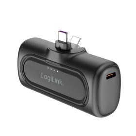   Logilink Kompakt power bank 5000 mAh, 2x USB-C, gyorstöltés funkció, fekete (PA0349)