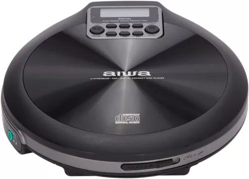 Aiwa PCP-850BK Hordozható MP3 Discman X-HyperBass és 50mp ESP védelemmel, fülhallgatóval és igényes tárolóval, fekete (PCP-850BK)