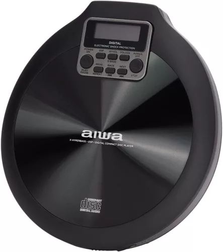 Aiwa PCP-850BK Hordozható MP3 Discman X-HyperBass és 50mp ESP védelemmel, fülhallgatóval és igényes tárolóval, fekete (PCP-850BK)