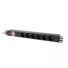   LANBERG 1U 10A 2M 6 DB FRANCIA ALJZAT, FEKETE, C14, 19"-OS TÁPEGYSÉG (PDU)