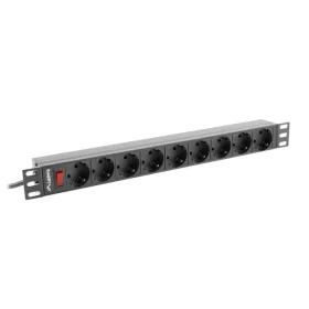   Lanberg 9 foglalatú elosztó (PDU) 19" 1U 16A  3M fekete