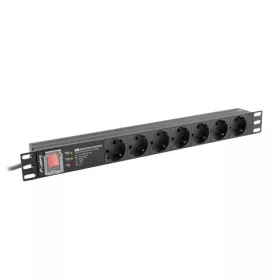   Lanberg 9 foglalatú elosztó (PDU) PRO 19" 1U 16A 2M 7X SPD-3MP fekete