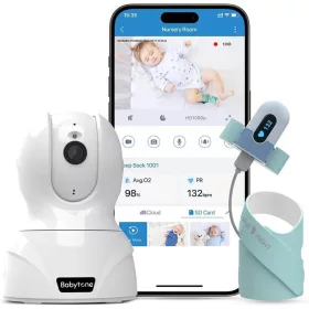   Babytone Baby O2 okos légzésfigyelő zokni- by Viatom, zöld + Kamera (PO5-S1-KAMERA)