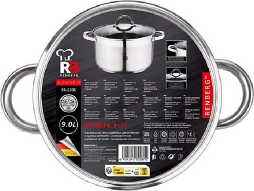 Rendberg RB-2205 Lábas fedővel 28 cm, Indukciós 9L