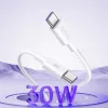 Remax RC-C021Type-c to Type-c 100cm -es gyorstöltő kábel 30W, fehér