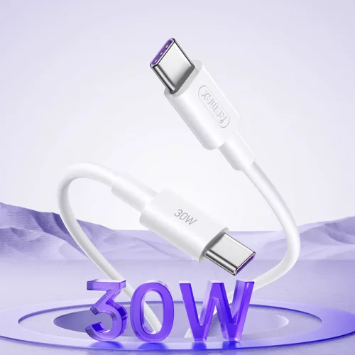 Remax RC-C021Type-c to Type-c 100cm -es gyorstöltő kábel 30W, fehér