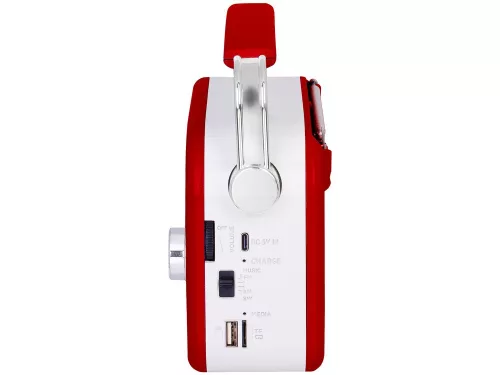 Trevi RDA 70 BR Klasszikus Retro FM/AM/SW rádió, Bluetooth-tal, USB és SD kártya bemenettel, beépített akkuval, piros szín (RDA70BR02)