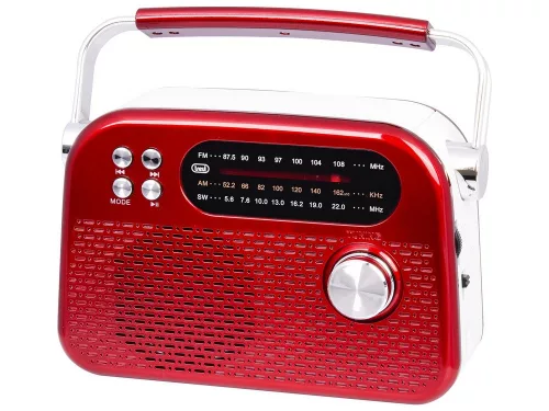 Trevi RDA 70 BR Klasszikus Retro FM/AM/SW rádió, Bluetooth-tal, USB és SD kártya bemenettel, beépített akkuval, piros szín (RDA70BR02)