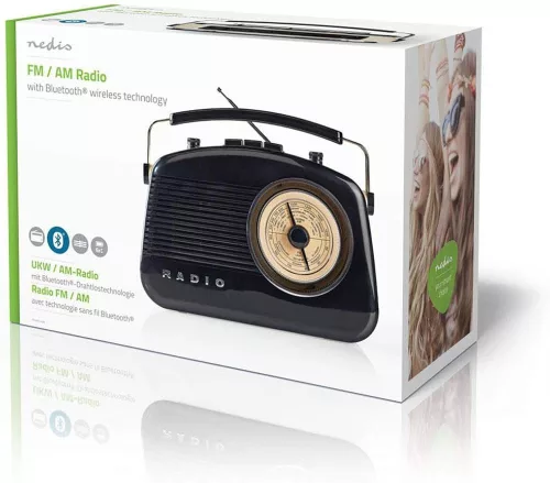 Nedis RDFM5000BK Retro asztali rádió, 4,5W