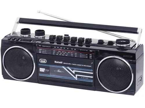 Trevi RR501 Hordozható kazettás rádió és MP3/USB lejátszó, Bluetooth funkcióval - fekete