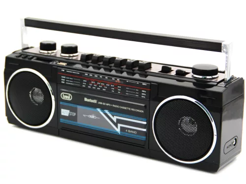 Trevi RR501 Hordozható kazettás rádió és MP3/USB lejátszó, Bluetooth funkcióval - fekete