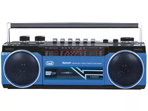 Trevi RR501 Hordozható kazettás rádió és MP3/USB lejátszó, Bluetooth funkcióval - kék