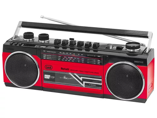 Trevi RR501 Hordozható kazettás rádió és MP3/USB lejátszó, Bluetooth funkcióval - piros