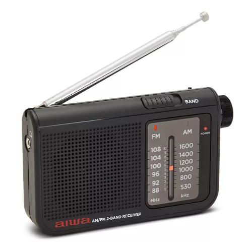 Aiwa RS-55BK  Klasszikus kisrádió textil tartóval és fém házas fülhallgatóval