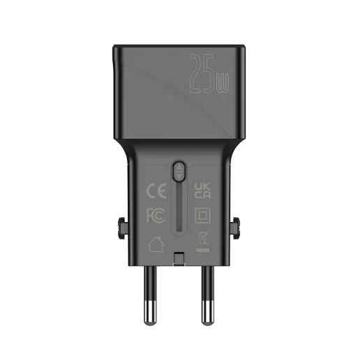 JELLICO univerzális utazó adapter S6 PD 25W 1xUSB-C + 1xUSB QC3.0, fekete