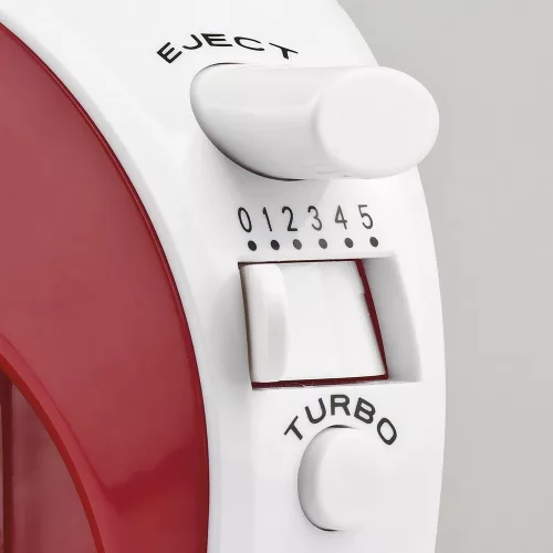 Girmi SB02 elektromos kézi mixer, 170 W teljesítmény, 5 sebességfokozat, TURBO funkció, rozsdamentes acél tartozékok, fehér/piros (SB0201)