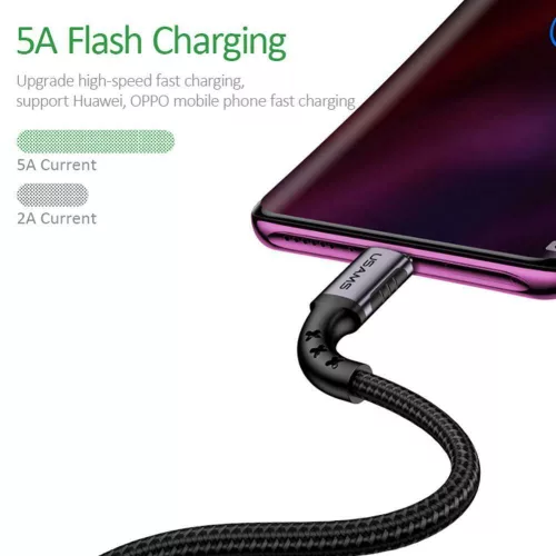 USAMS SJ289USB02 120cm-es usb-c textil borítású töltőkábel felxibilis fejjel,1323987