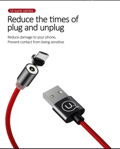USAMS SJ294USB01 Mágneses Micro USB töltőkábel, fekete, 1299152