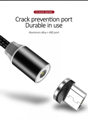 USAMS SJ294USB01 Mágneses Micro USB töltőkábel, fekete, 1299152