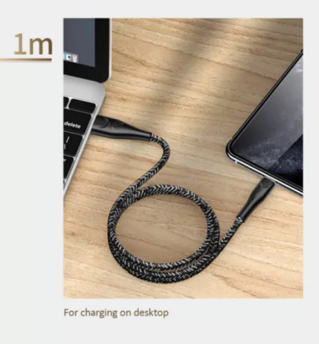 USAMS SJ391USB02 100cm-es  textil borítású Lightning töltő kábel piros 1328347