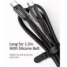 USAMS SJ402USB01 120cm-es textil borítású PD gyorstöltő kábel Type C/ Type C 100W , 1375897