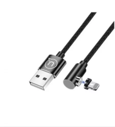 Usams SJ444USB01 Jobb Oldalas Mágneses Lightning Töltőkábel,100cm  fekete, 1337678