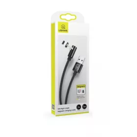   USAMS SJ446USB01 Jobb Oldalas Mágneses Micro Töltőkábel, fekete, 1337686