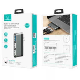 Usams SJ461HUB01 3 portos Type-C mini HUB 1349804