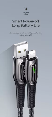 USAMS SJ469USB01 120cm-es okos lightning szövet borítású töltőkábel 1343871