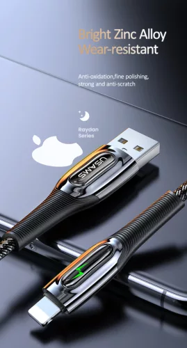 USAMS SJ469USB01 120cm-es okos lightning szövet borítású töltőkábel 1343871