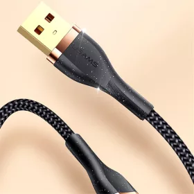   USAMS SJ488  120cm-es textil bevonatú usb-c kábel aranyozott csatlakozóval 3A , 1376011
